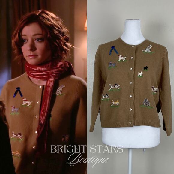 Sweaters - Extremely Rare Vintage Dog Cardigan Brown ASO Willow Buffy the Vampire Slayer